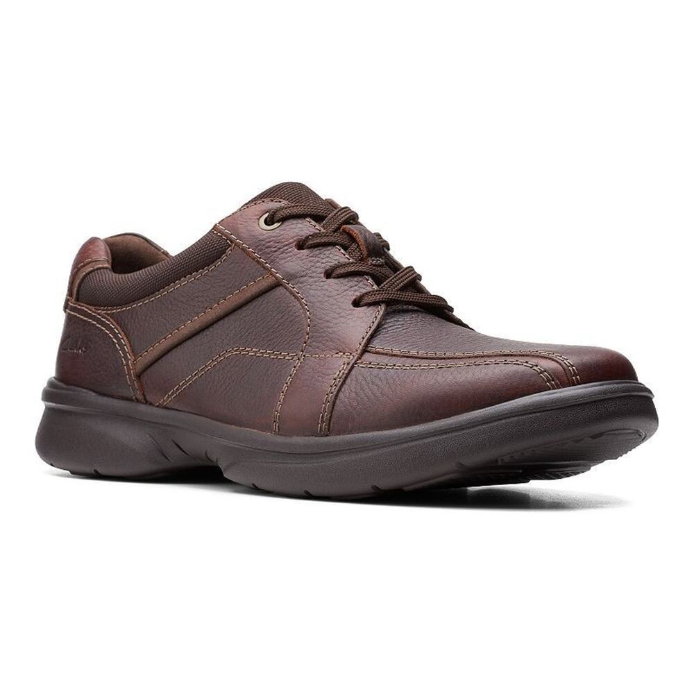 Clarks Bradley Walk Men's Shoes Brown Tumbled Leather